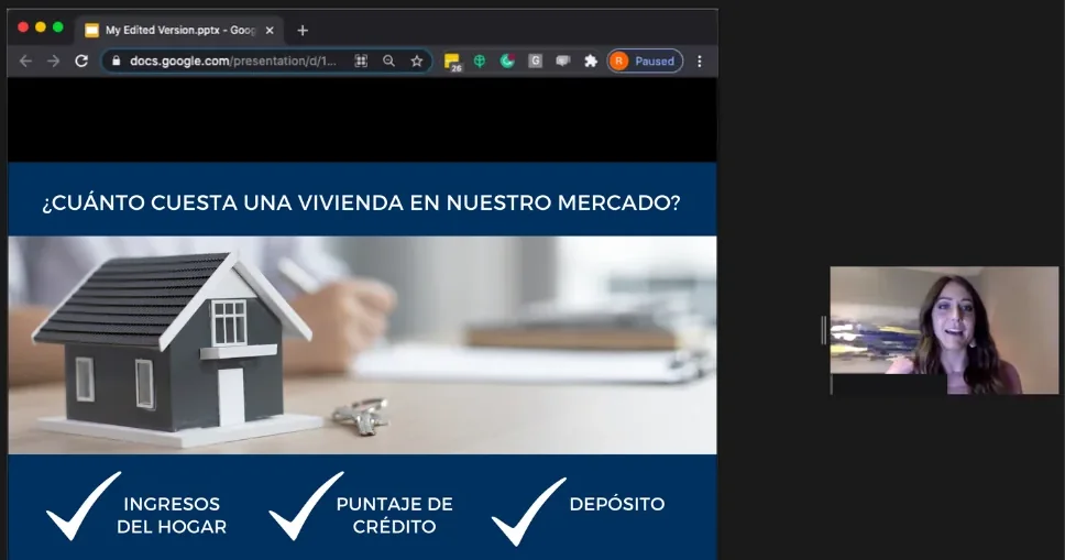 Captura de Zoom durante el webinar